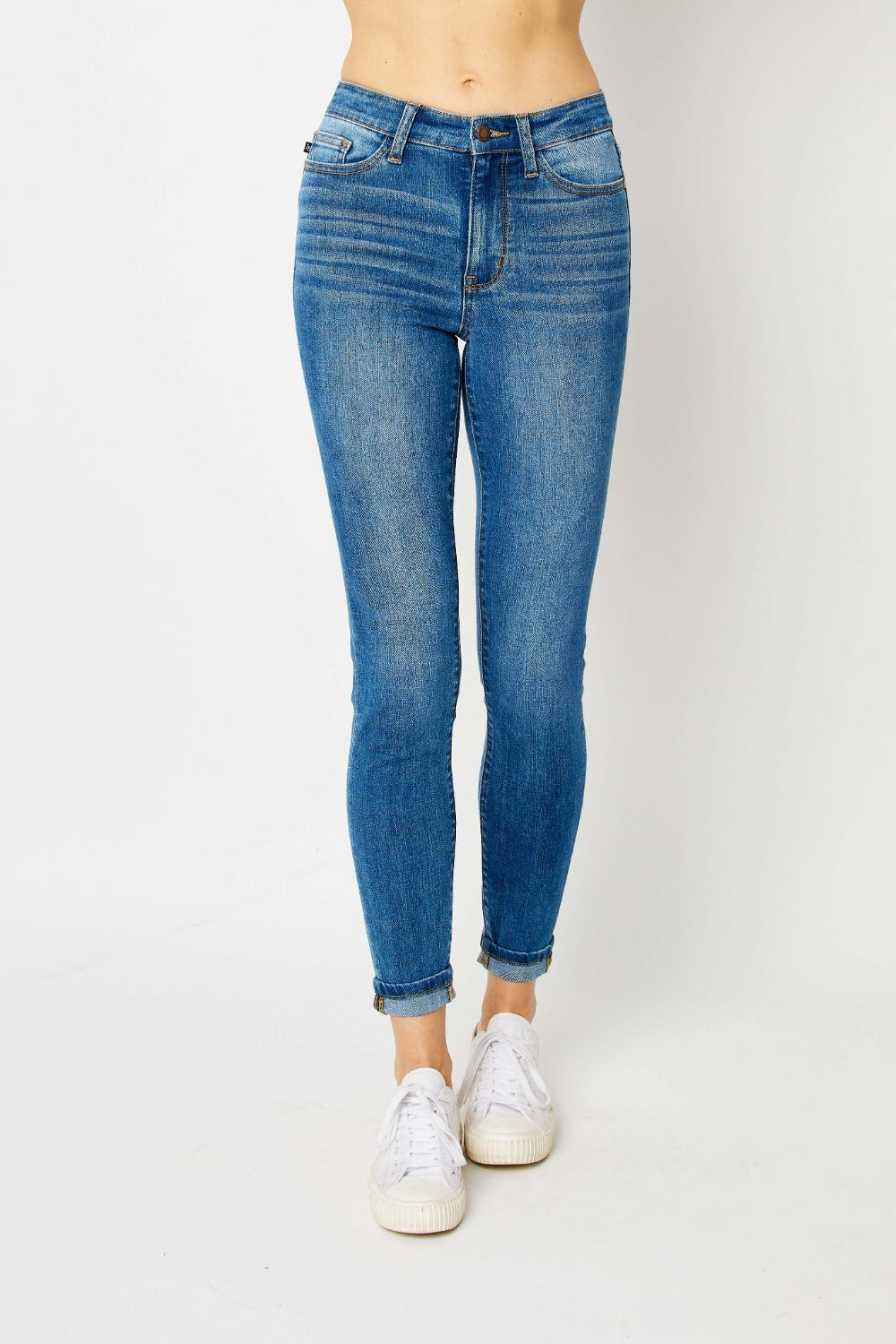 Judy Blue Cuffed Hem Skinny Jeans - Tigbuls Variety Fashion