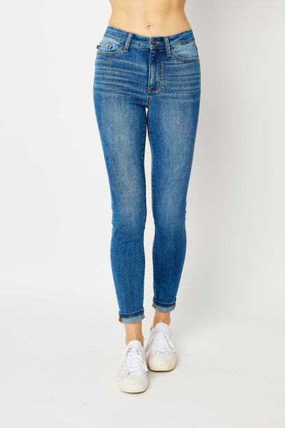 Judy Blue Cuffed Hem Skinny Jeans - Tigbuls Variety Fashion