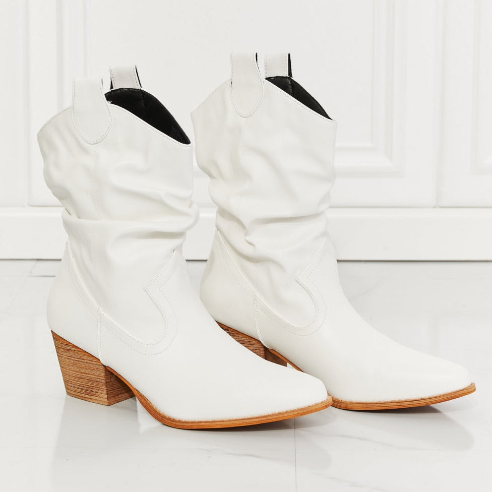 MMShoes Better in Texas Scrunch Cowboy Boots in White - Tigbul's Fashion