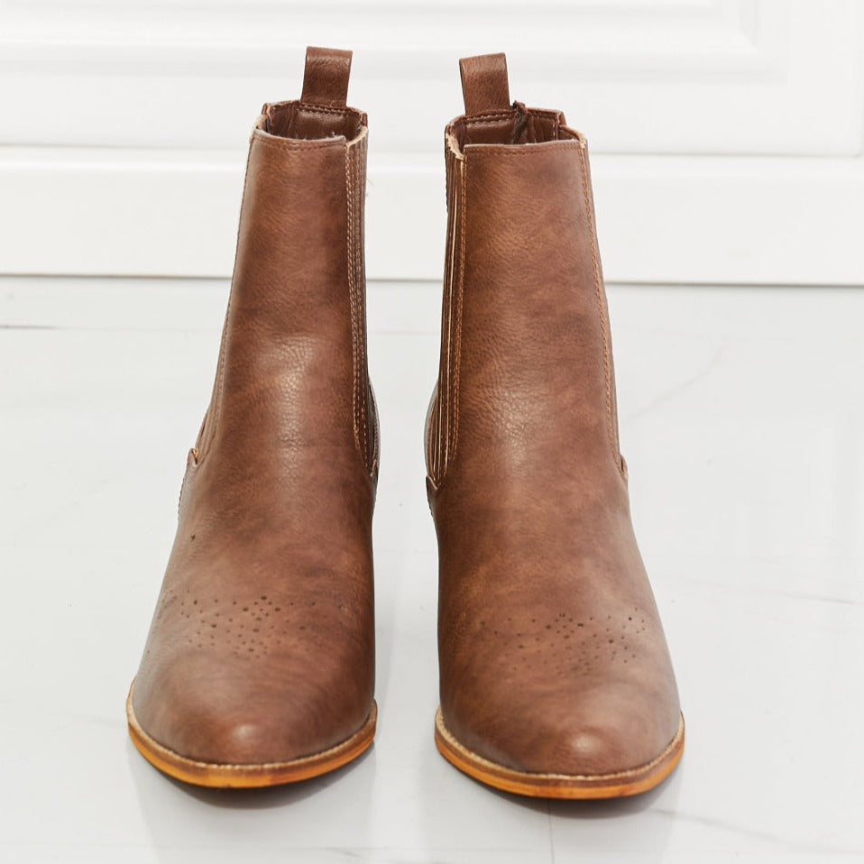 Women's Brown Stacked Heel Chelsea Boots | Tigbuls Fashion