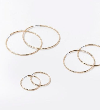Etched Hoop Earring Set Gold Color - Tigbul's Variety Fashion Shop
