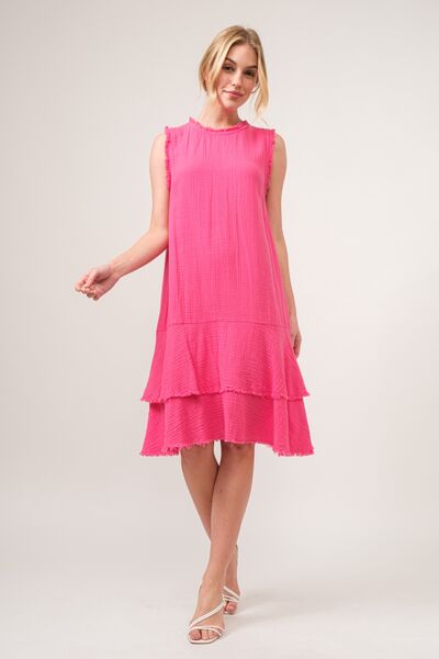 And The Why Washed Fringe Detail Tiered Dress - Tigbuls Variety Fashion
