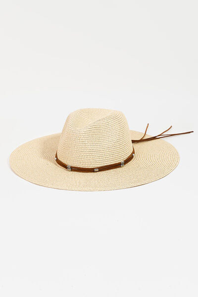 Fame Rope Strap Wide Brim Weave Hat - Tigbuls Variety Fashion