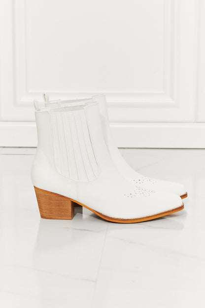 MMShoes Love the Journey Stacked Heel Chelsea Boot in White - Tigbul's Fashion