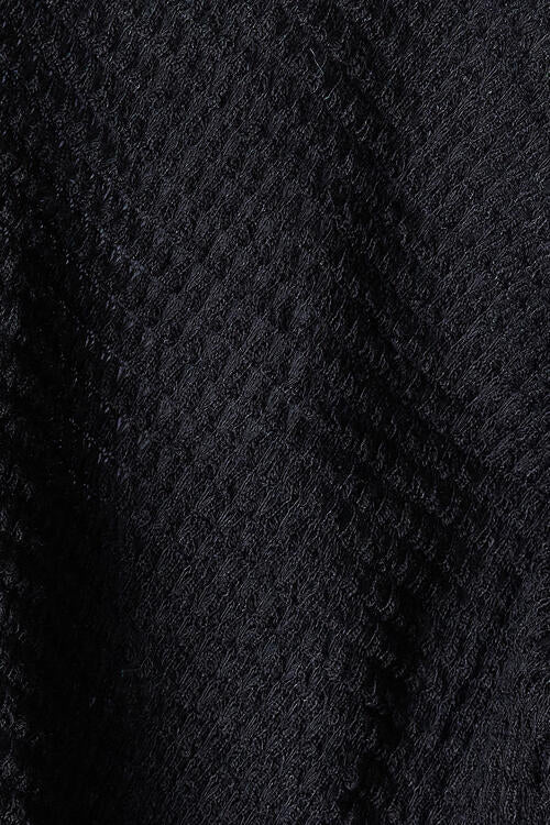 Black Round Neck High-Low Slit Knit Top - Tigbuls Variety Fashion
