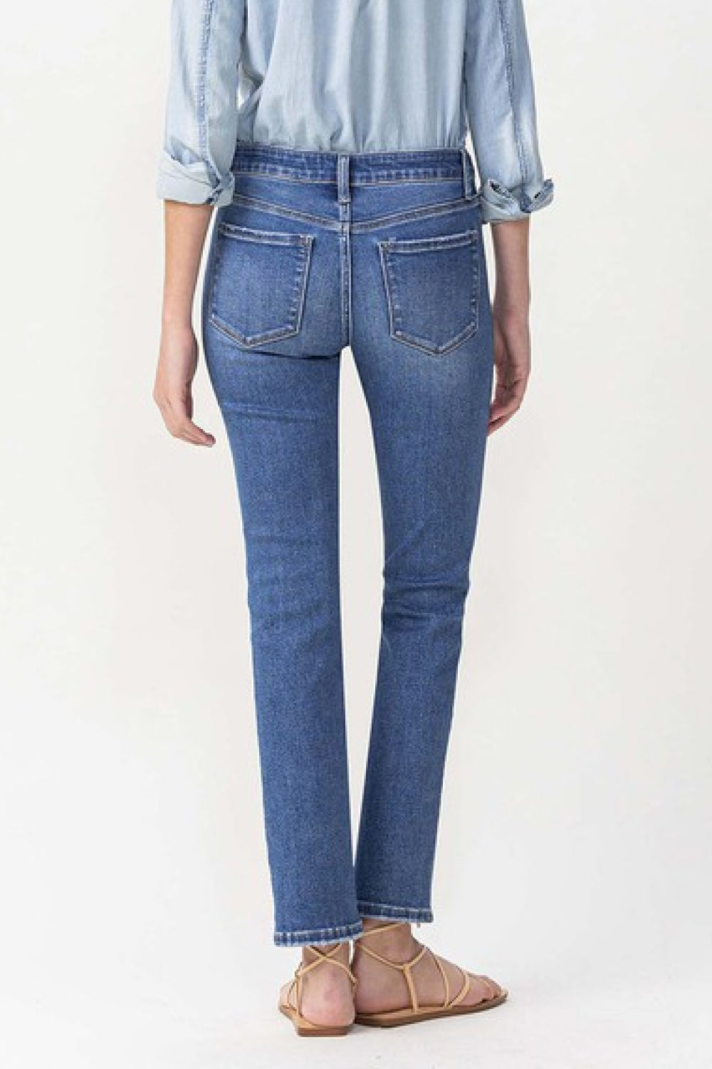 Midrise Slim Ankle Straight Medium Blue Jeans | Tigbuls Variety