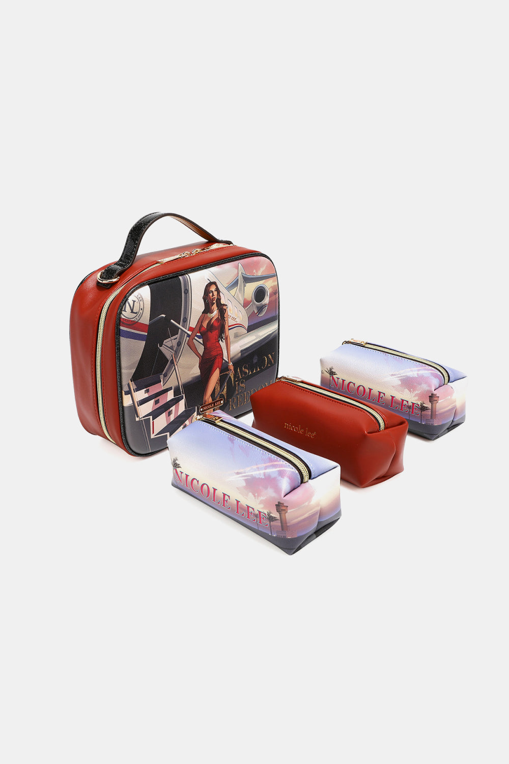 Nicole Lee USA Printed Handbag with Three Pouches - Tigbul's Fashion