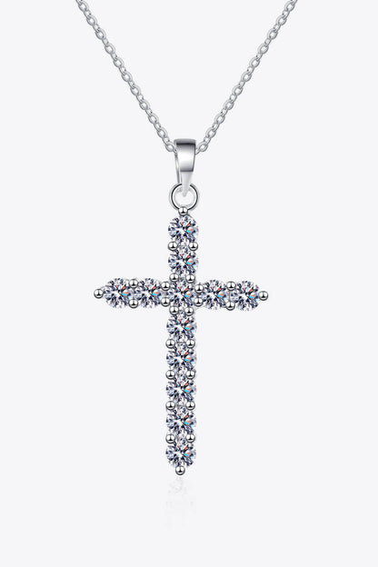 925 Sterling Silver Cross Moissanite Necklace - Tigbul's Fashion