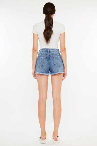 Kancan Distressed Raw Hem High Waist Denim Shorts - Tigbuls Variety Fashion