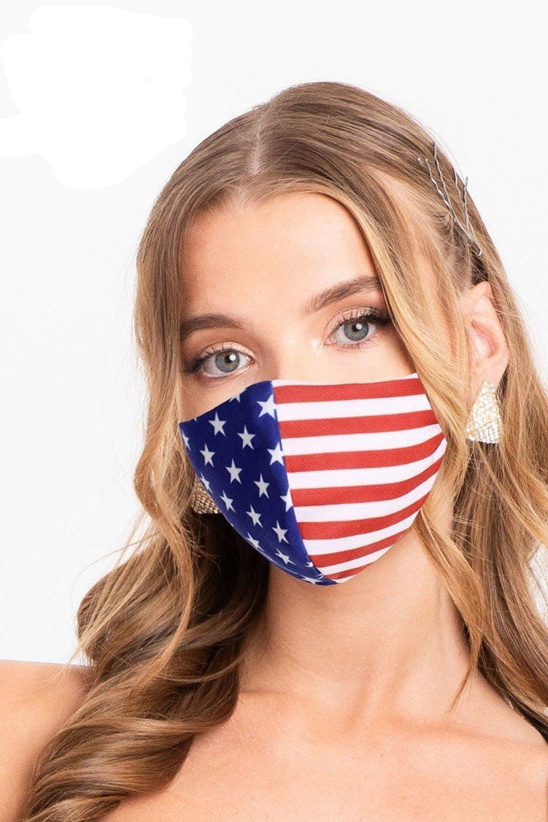 USA flag 3D reusable face mask, multicolor stars and stripes