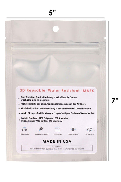 Made In Usa 3d Reusable Face Mask, White Set of 3 Masks - Tigbul's Variety Fashion Shop