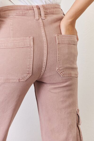 Mauve High Rise Cargo Wide Leg Jeans | Tigbuls Variety Fashion