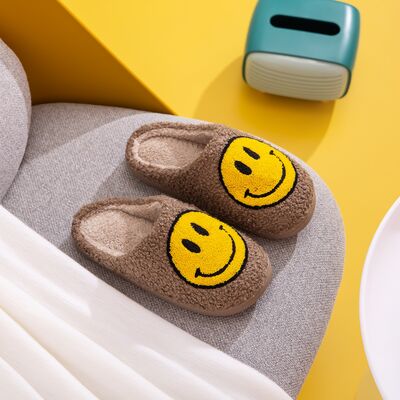 Khaki/Yellow Smiley Face Slippers - Tigbuls Variety Fashion