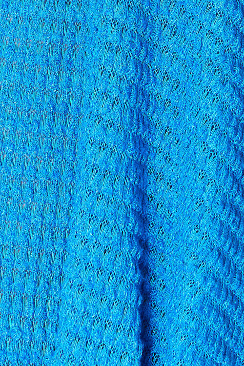 Ocean Blue Round Neck High-Low Slit Knit Top - Tigbuls Variety Fashion
