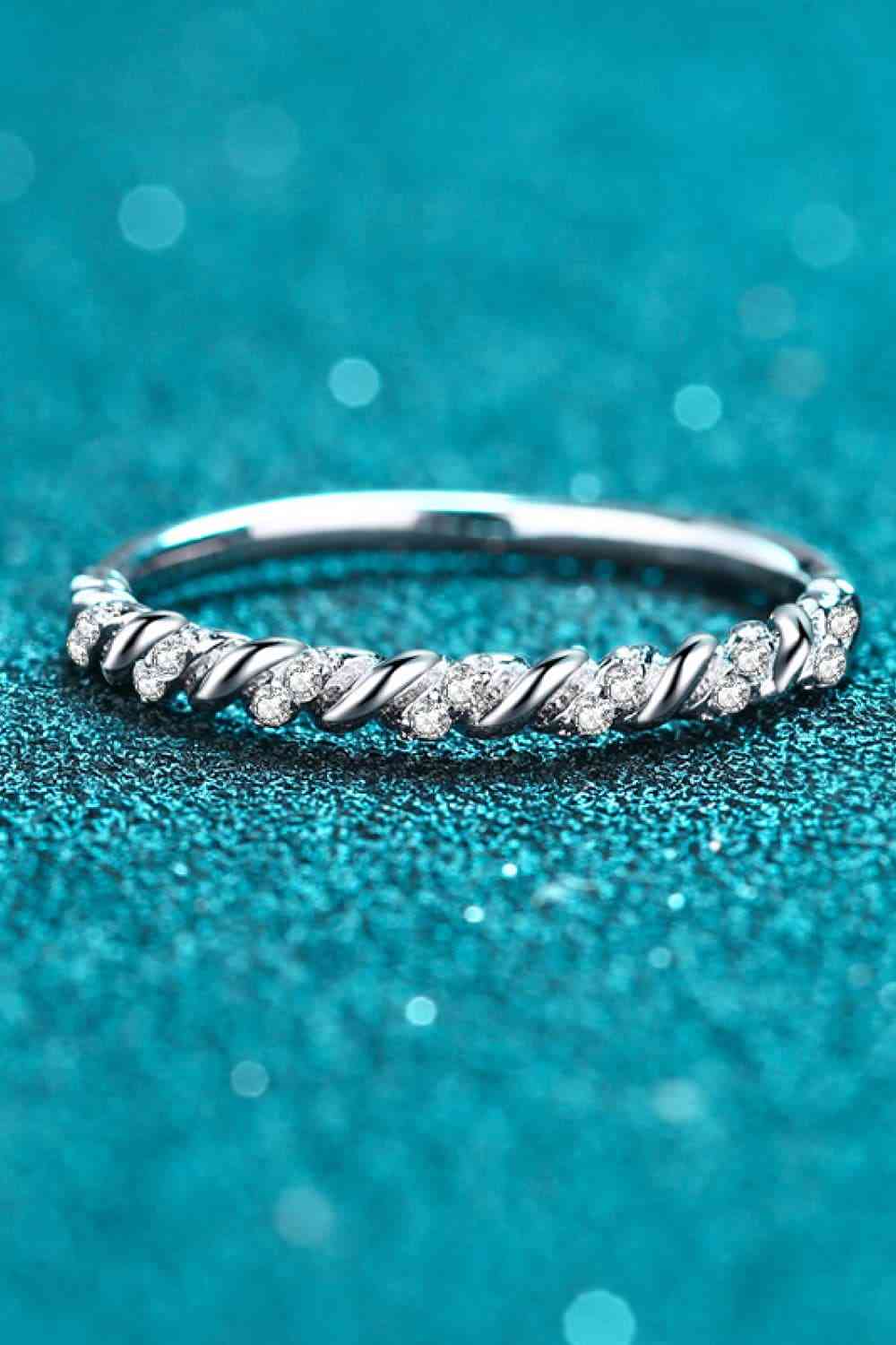 Moissanite Rhodium-Plated Half-Eternity Ring - Tigbuls Variety Fashion