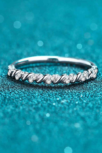 Moissanite Rhodium-Plated Half-Eternity Ring - Tigbuls Variety Fashion