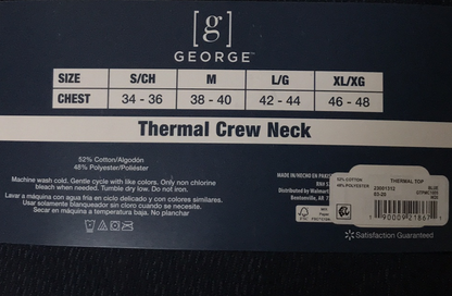 George Men's Navy Blue Crew Neck Thermal Underwear Top | Tigbuls