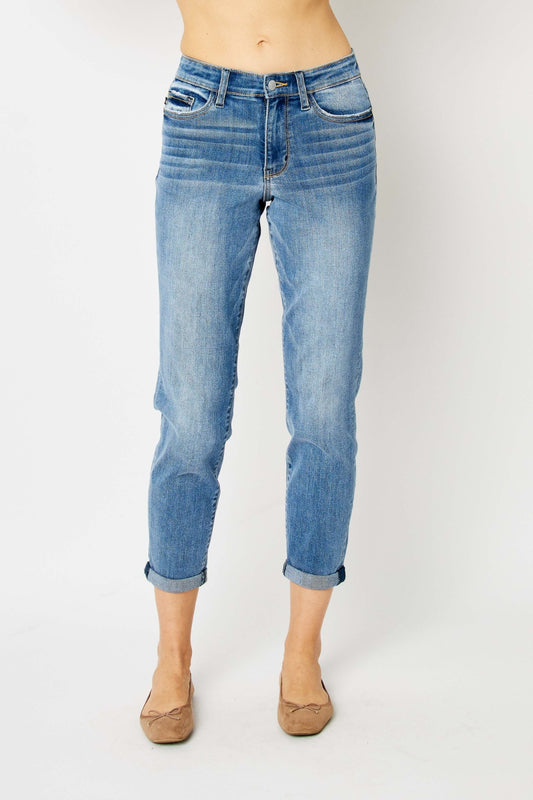 Judy Blue Full Size Cuffed Hem Slim Jeans - Tigbul's Variety Fashion Shop