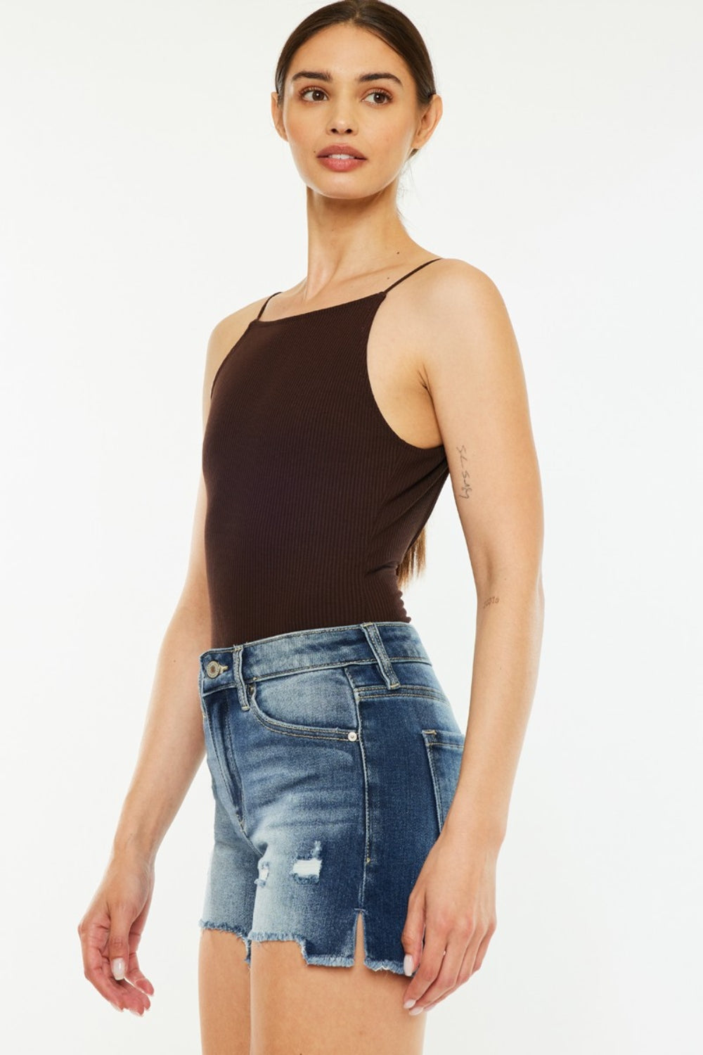 Kancan High Waist Raw Hem Denim Shorts - Tigbul's Variety Fashion Shop