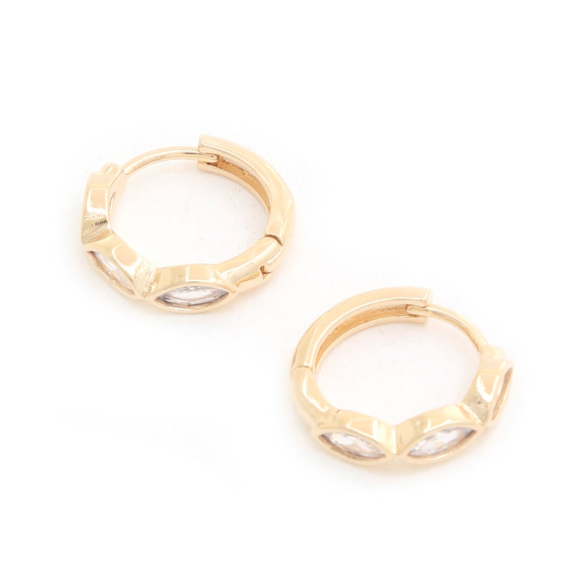 Marquise Cz 14k Gold Dipped Huggie Earring - Tigbul's Variety Fashion Shop