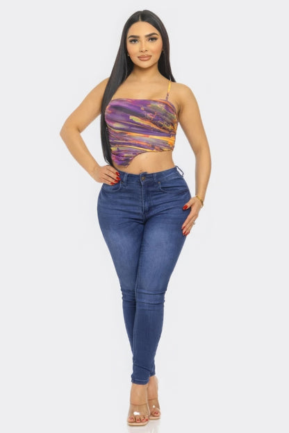 Mesh Print Top - Tigbul's Variety Fashion Shop