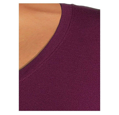 Plus Size Purple V-Neck Semi Fitted T-Shirt with Long Sleeves - Tigbul's Variety Fashion Shop