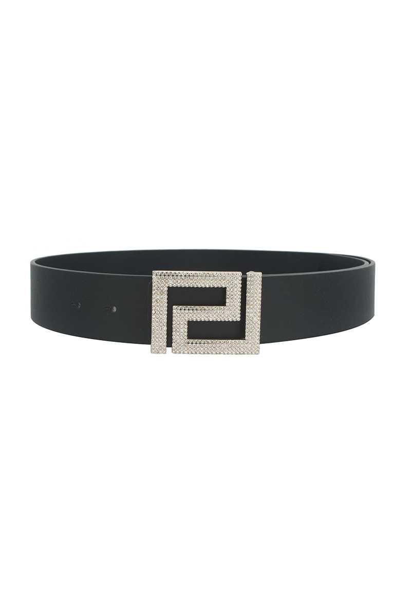 Rhinestone Pave Geo Shape Belt - Tigbul's Variety Fashion Shop