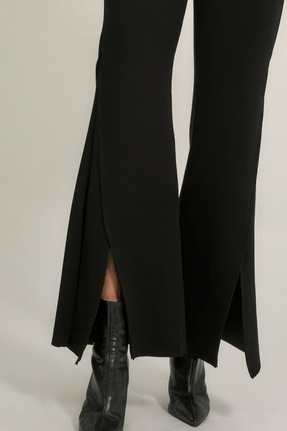 Solid Raw Edge Expose Seam Flare Pants - Tigbul's Variety Fashion Shop