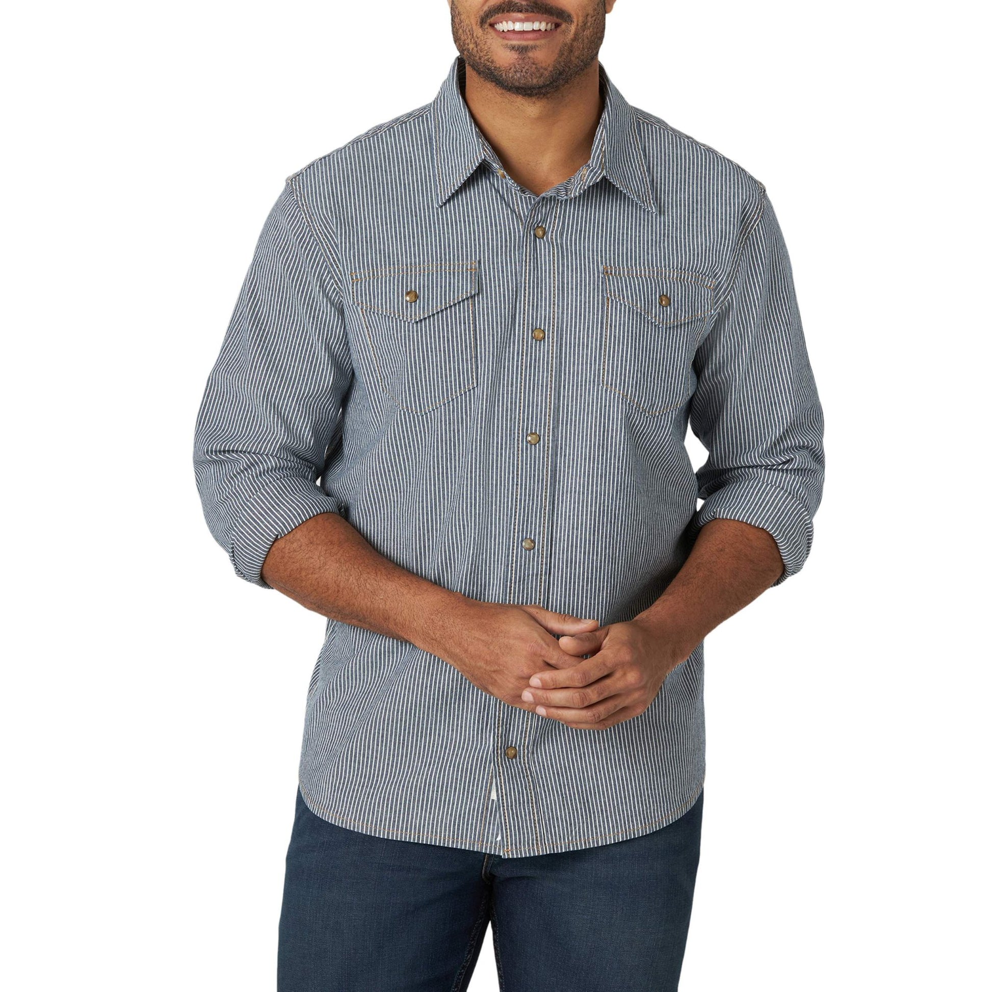 Men's 2XL Long Sleeve Premium Slim Fit Denim Shirt 